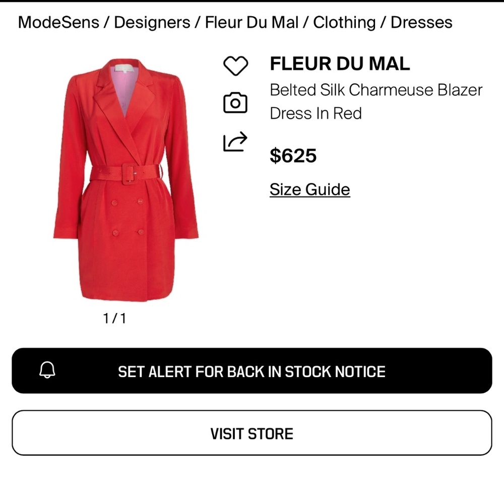 Fleur Du Mal Silk Belted Charmeuse Blazer Dress In Red
